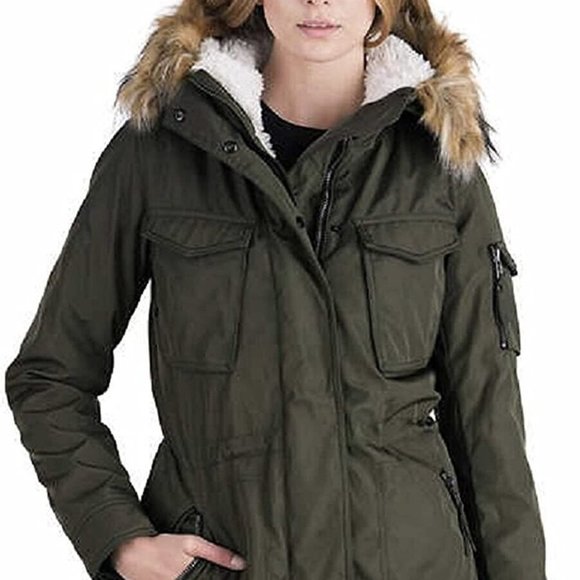 S13/NYC Girls' Sherpa Lined Anorak Jacket Hooded Jacket Green Size 10 - Picture 1 of 7